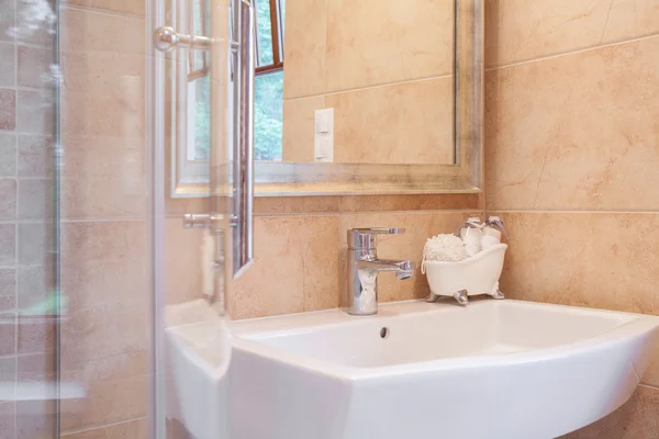 Elegantní umyvadlo a sprcha — Stock fotografie