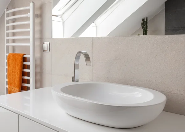 Washbasin with new design tap — Stock Photo, Image