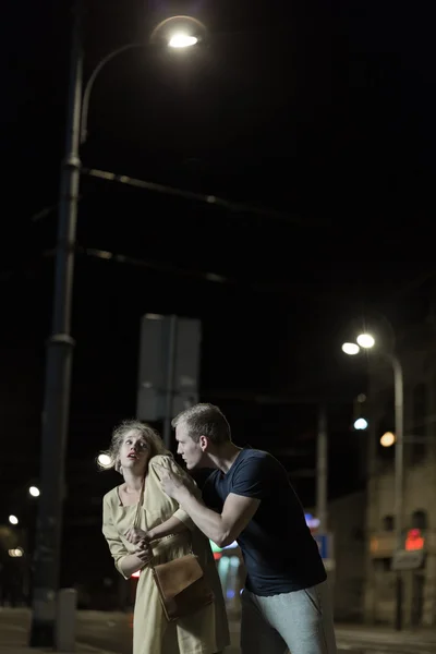 Hurting young and scared woman — Stock Photo, Image