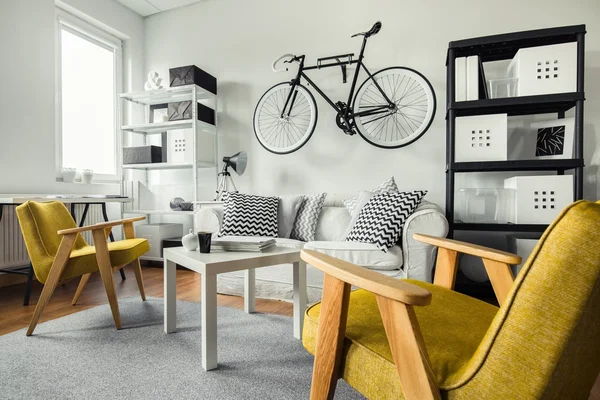 Yellow armchairs in living room — Stock Photo, Image