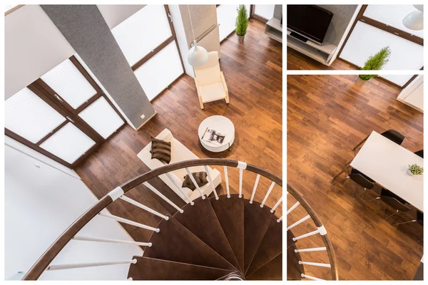 木制楼梯及实木复合地板 — 图库照片