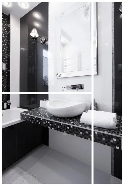 Black and white modern bathroom — Stock Photo, Image