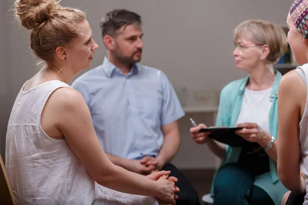 Group of people during psychotherapy — Stock Photo, Image