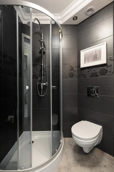 Grey bathroom with chrome accents — Stock Photo, Image