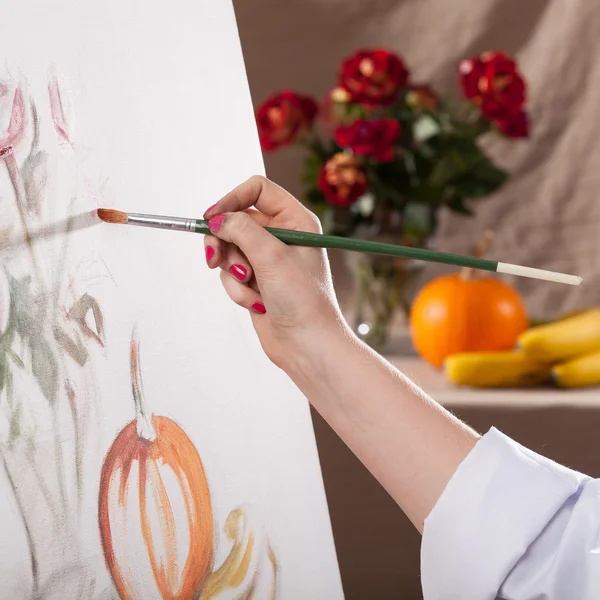 Close-up of woman's hand painted — Stock Photo, Image