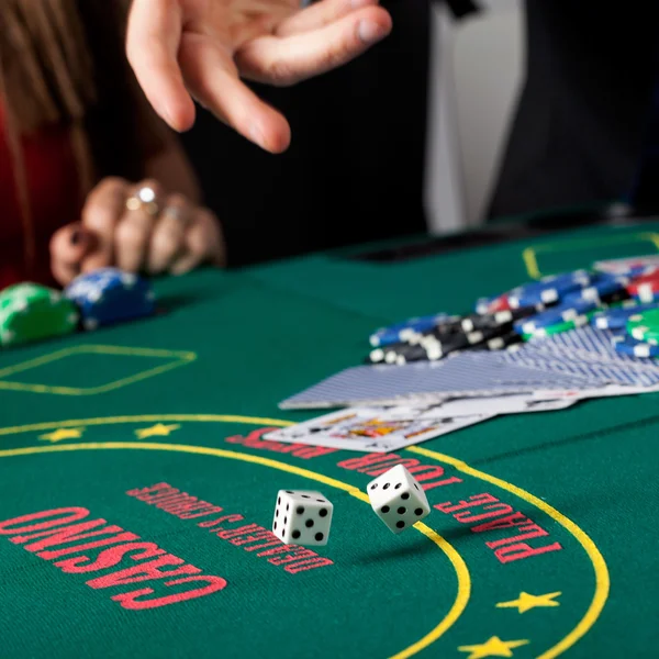 Dice gambling closeup — Stock Photo, Image