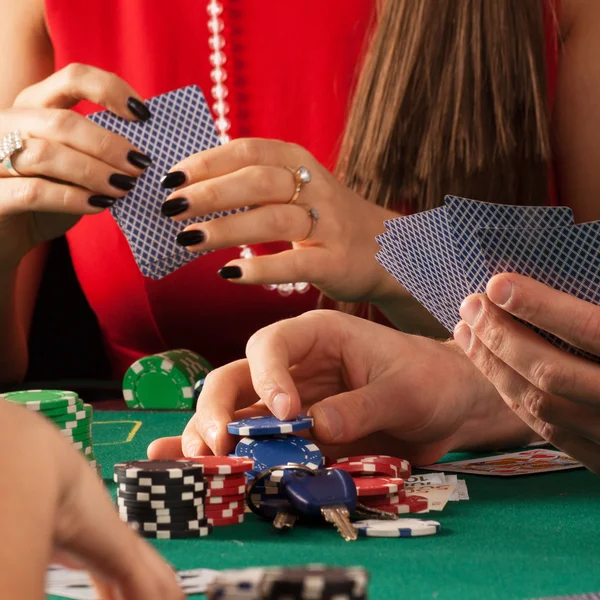 Gamblers playing poker game — Stock Photo, Image