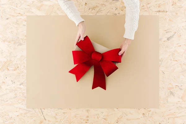 Handmade sparkle christmas bow — Stock Photo, Image
