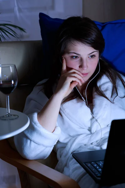 Movie and glass of wine — Stock Photo, Image