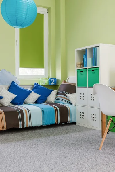 Teenager's room in green Stock Photo