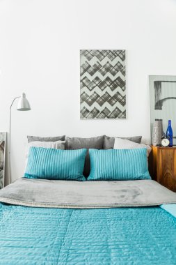 Mavi yatak takımları ile evlilik bed
