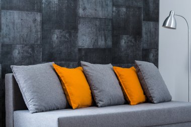 Gri kanepe oturma odasında