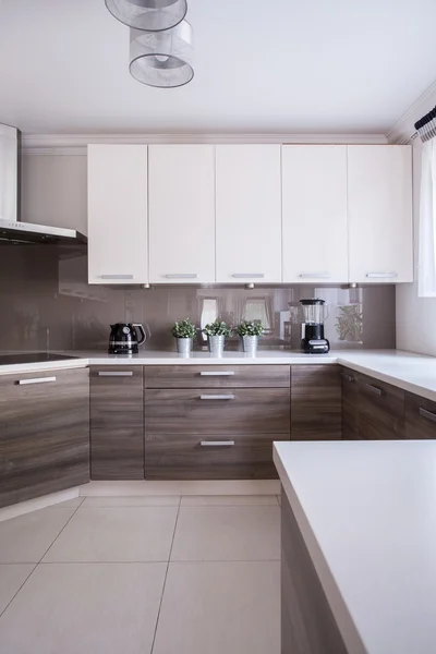 Modern and wooden cabinets — Stock Photo, Image