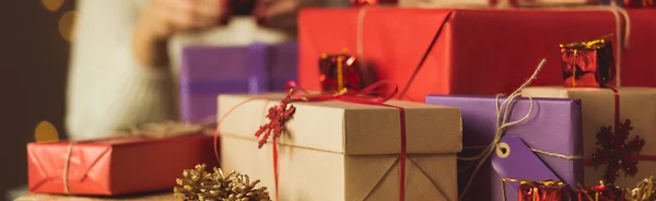 Boxes with christmas gifts — Stock Photo, Image