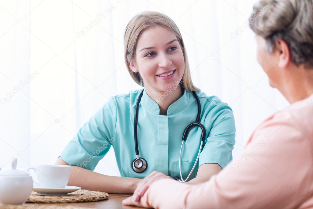 Patient during home medical consultation