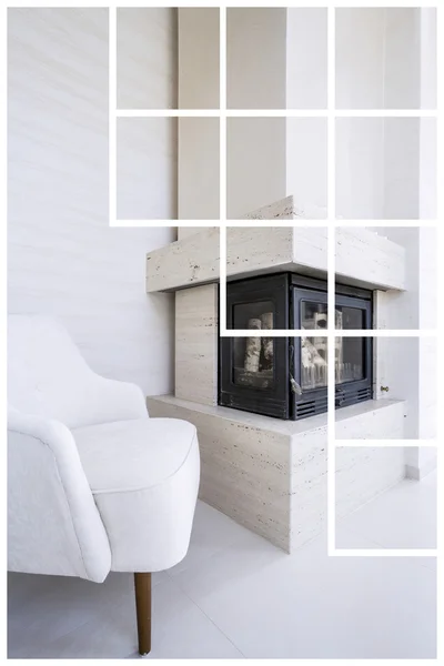 Fireplace in modern house — Stock Photo, Image