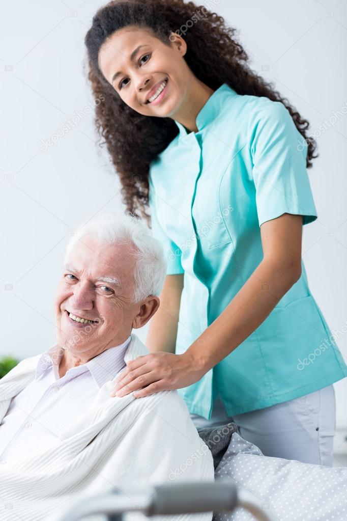 Older man and his carer