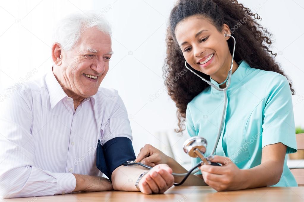 Man having measured blood pressure