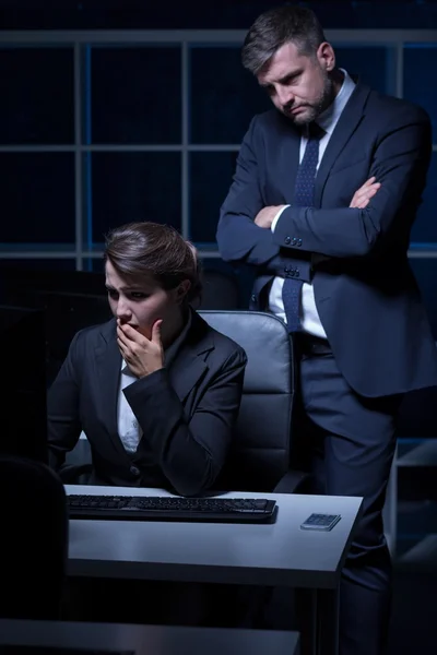 Tired woman at work — Stock Photo, Image