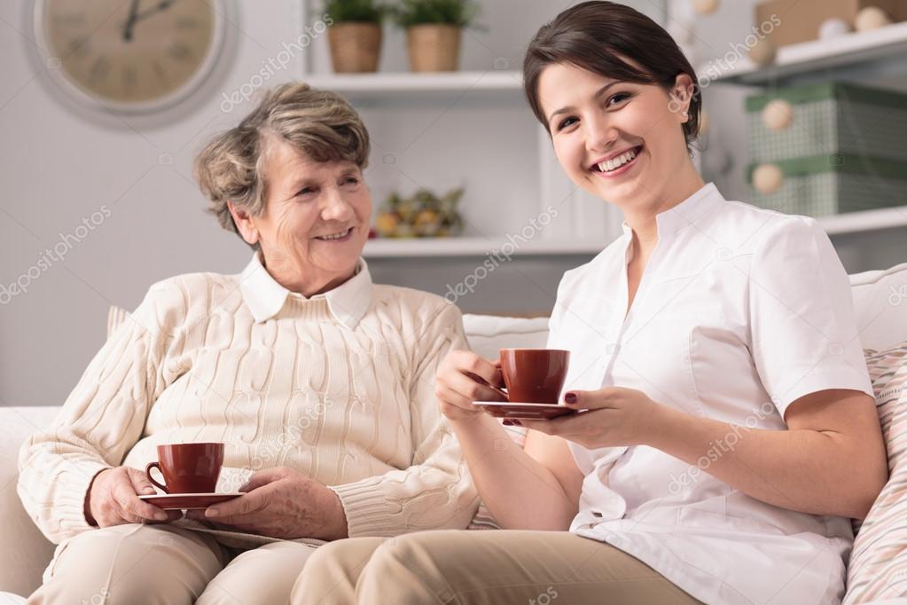 Caregiver and senior female