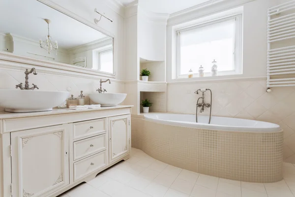 French luxurious bathroom with window — Stock Photo, Image