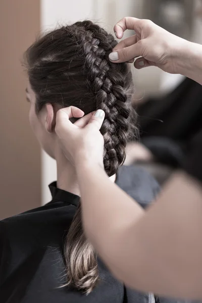 Modern braided hairstyle — Stock Photo, Image