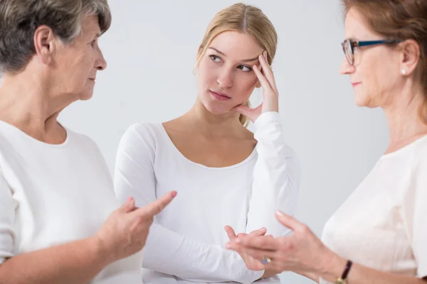 Girl listening counsels from mother — Stock Photo, Image