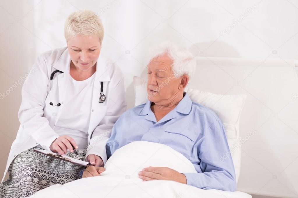 Doctor showing medical test resulst 
