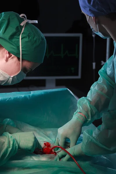 Surgeons operating at night — Stock Photo, Image