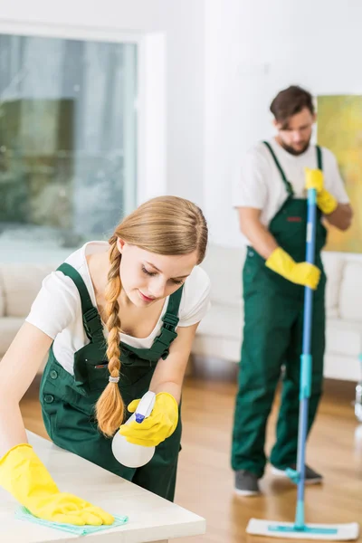 Dirt is in serious danger when we clean — Stock Photo, Image