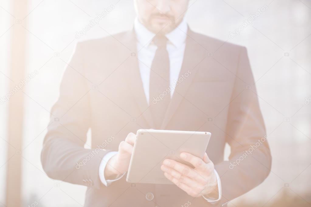 Professional manager with tablet