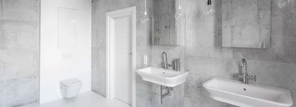 Salle de bain grise et blanche — Photo