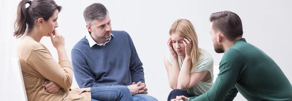 Despair female during meeting — Stock Photo, Image