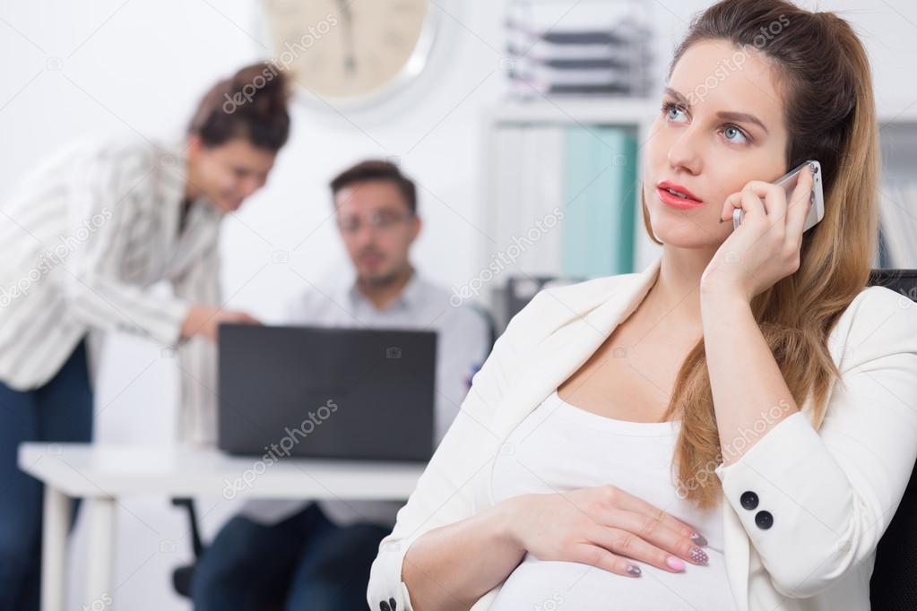 Pregnant exec and business call