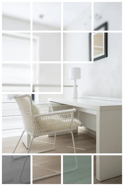 Biały biurko i krzesło — Zdjęcie stockowe