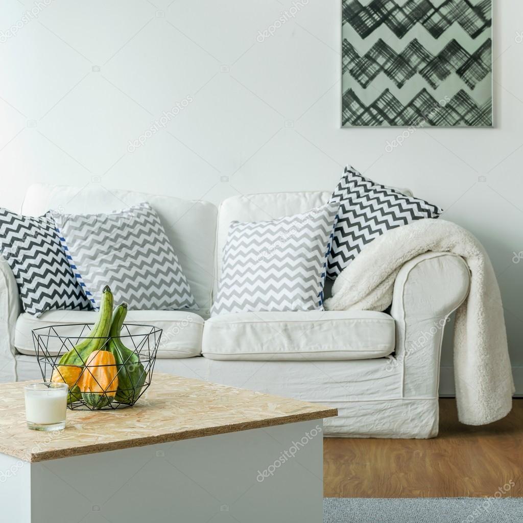Cozy sofa with pillows