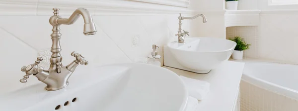 White and porcelain washbasins Stock Image