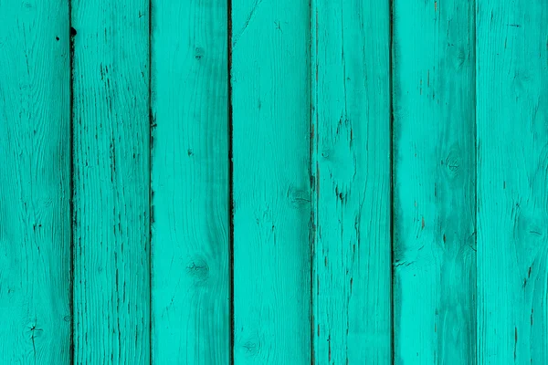 Natural wooden mint boards, wall or fence with knots. Painted turquoise wooden vertical planks. Abstract textured background, empty template — Stock Photo, Image