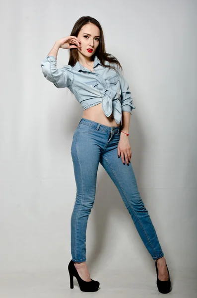 Ragazza in denim — Foto Stock