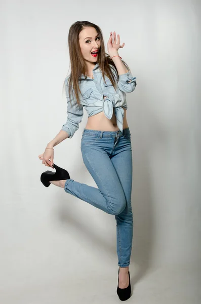 Meisje in denim — Stockfoto