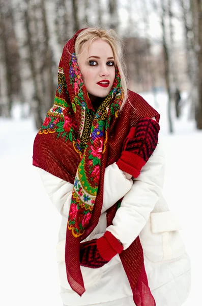 Mooi meisje in een hoofddoek — Stockfoto