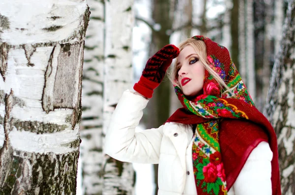 Mooi meisje in een hoofddoek — Stockfoto