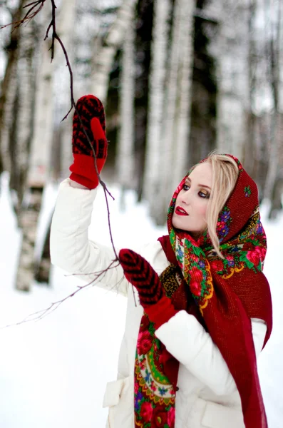 Belle fille dans un foulard — Photo