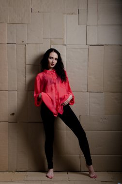 karton bir arka plan üzerinde kız