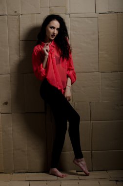 karton bir arka plan üzerinde kız