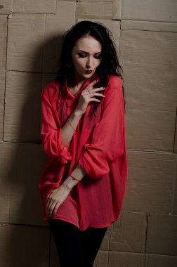 karton bir arka plan üzerinde kız