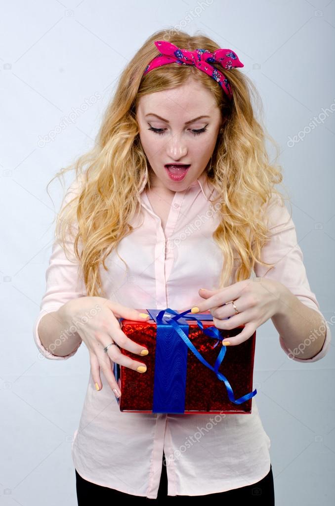 portrait of a girl with a gift