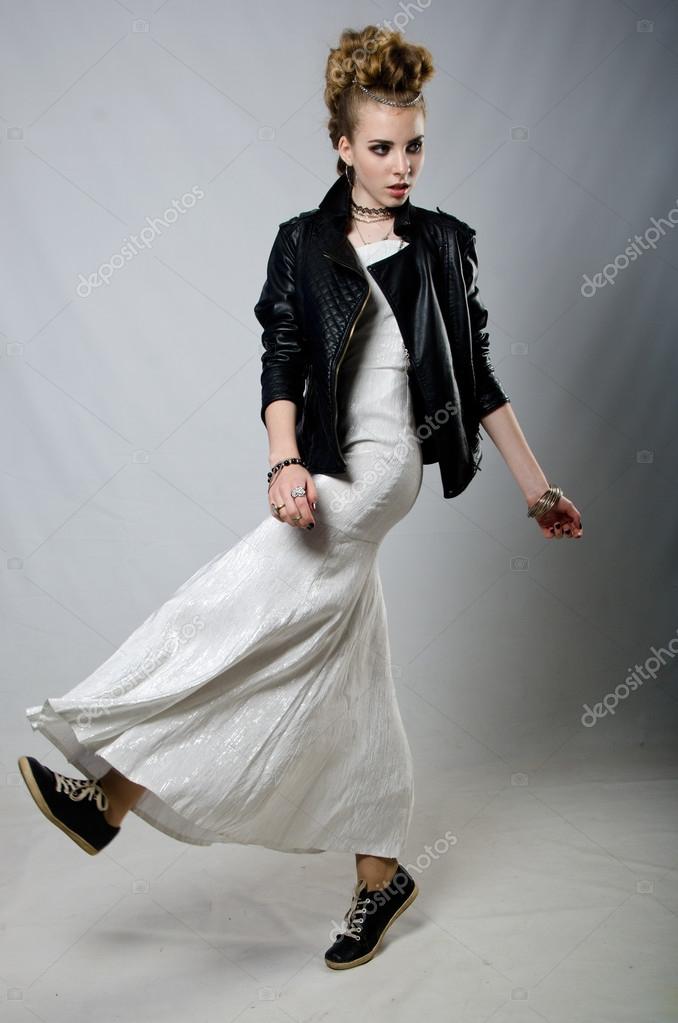 Bride in leather jacket Stock Photo by ©uminov 124522592