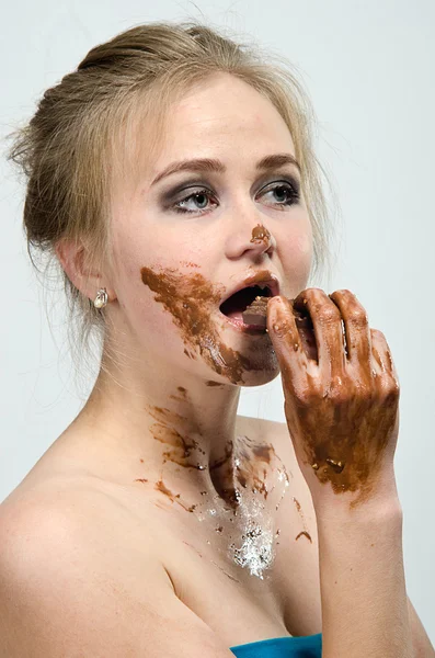 Flickan i choklad — Stockfoto