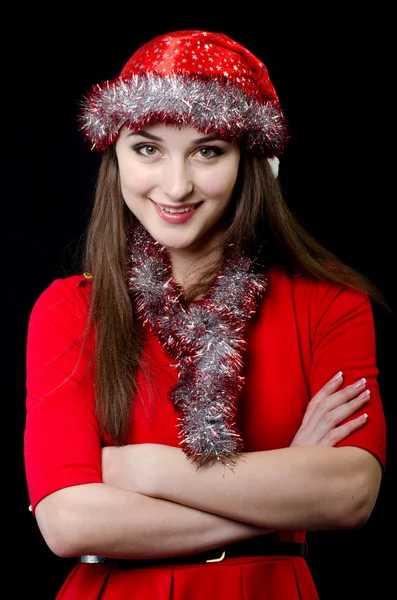 Girl in the hat new year Royalty Free Stock Photos